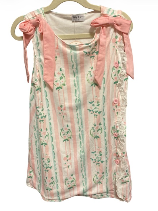 Abby & Evie Other - Abby & Evie Floral Dress Shoulder Bows Side Buttons With Eyelet Trim NWT Sz 6